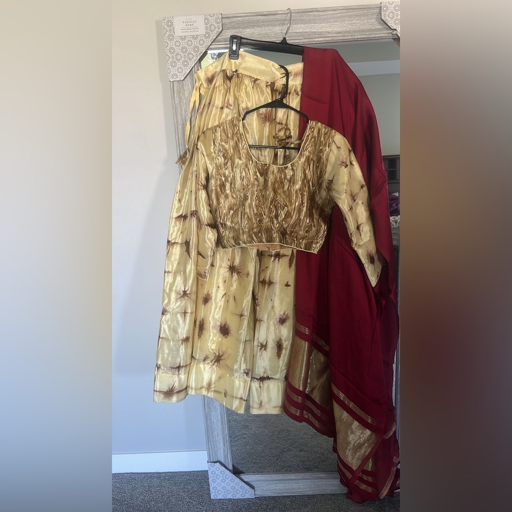 Elegant Gold and Red Traditional Outfit